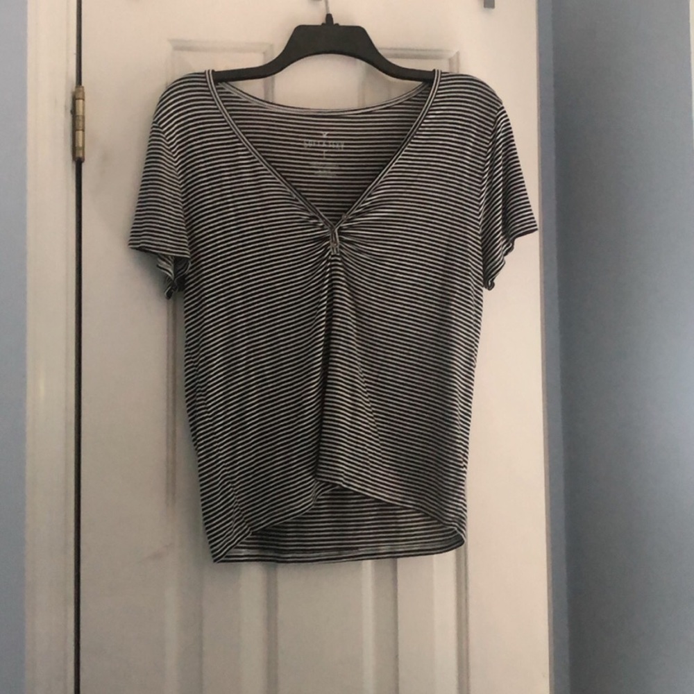 ae button front tee